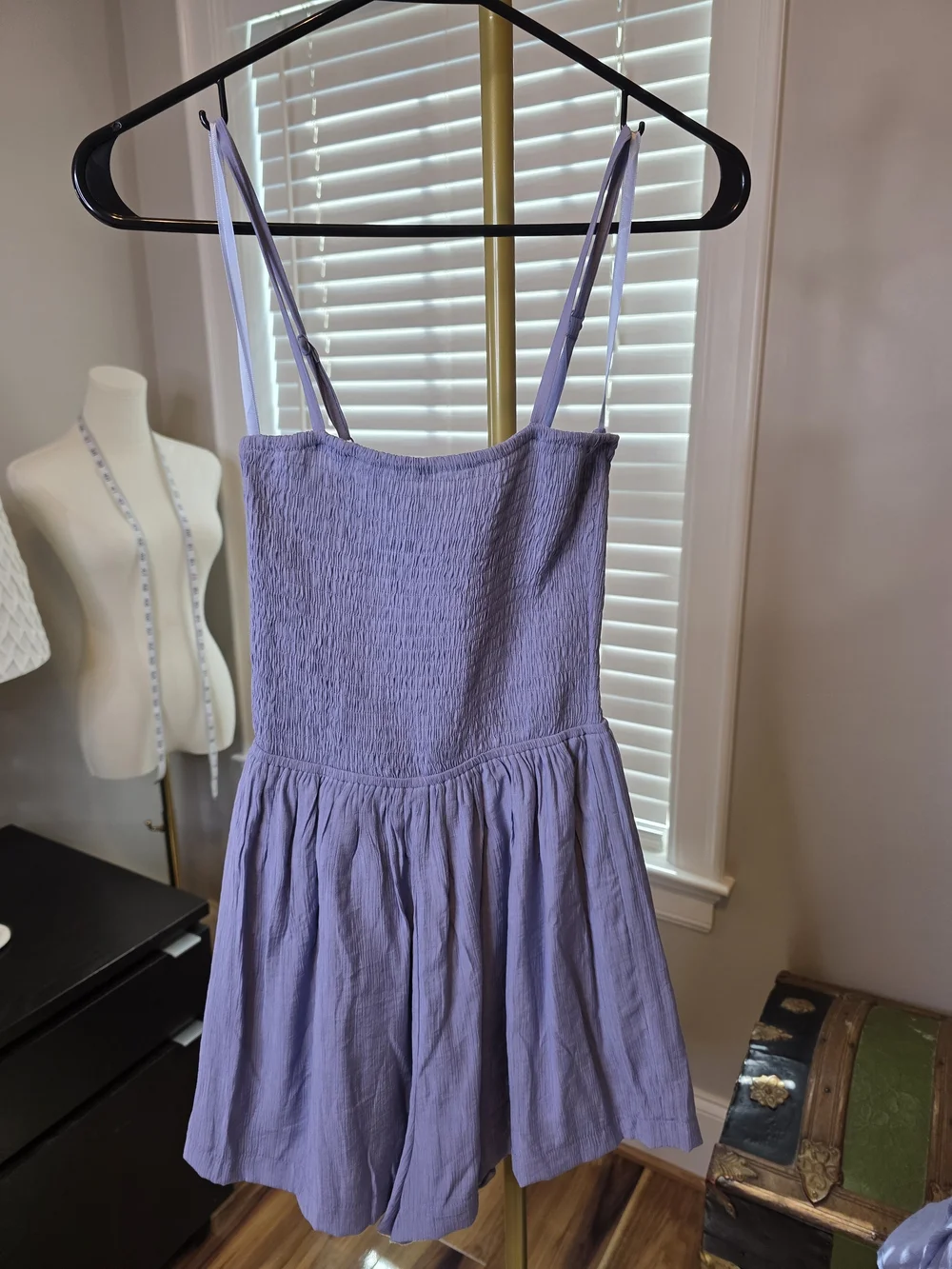 Light Blue Smocked Romper Set